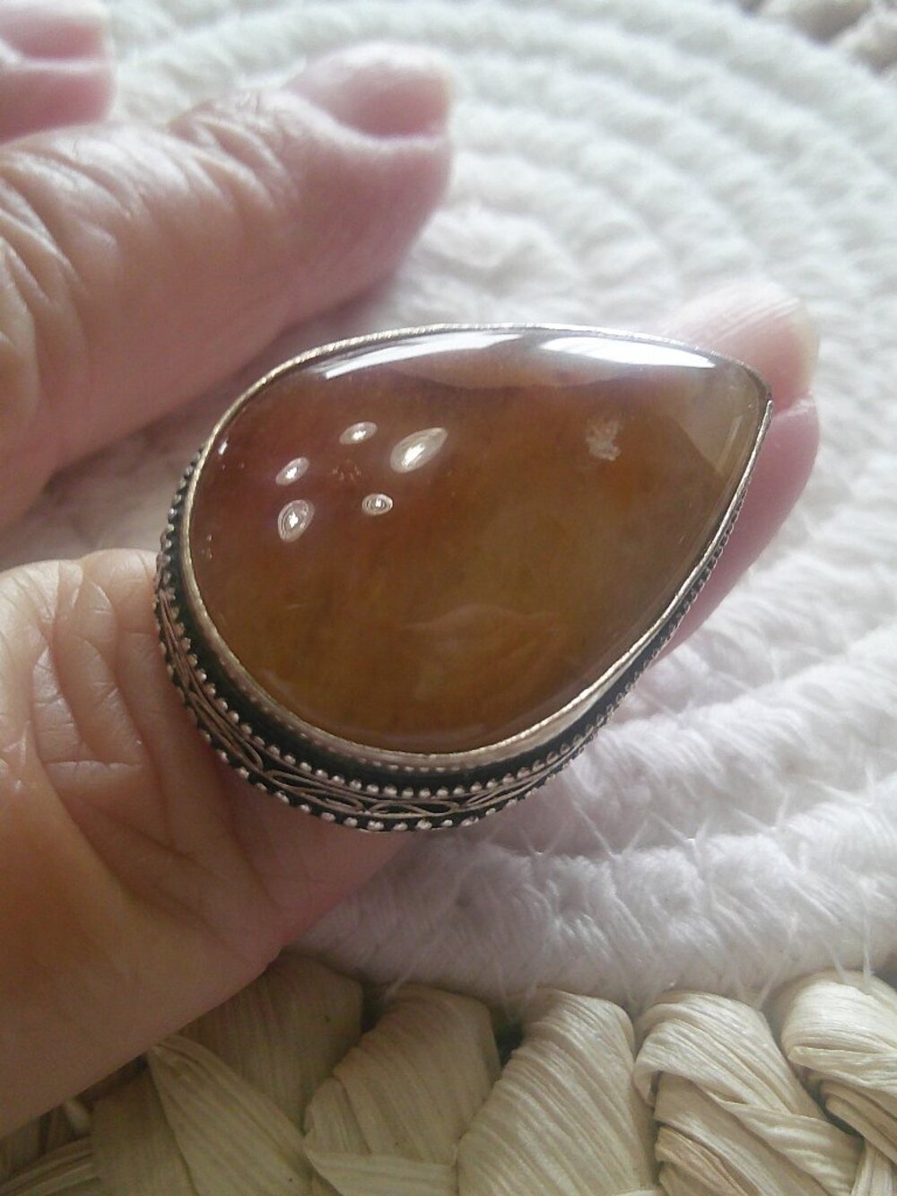 Beautiful YELLOW MOSS AGATE Handmade Sterling 925 Ring Size 7 #279F